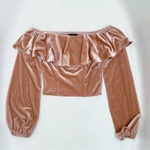 Forever 21 Velvet Off-Shoulder Blouse - Brown